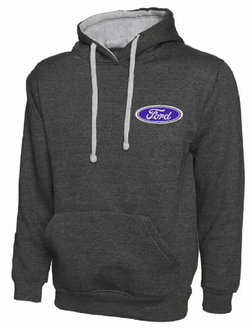 Ford Branded Contrast Hooded Heavyweight Top with fully embroidered Ford logo.