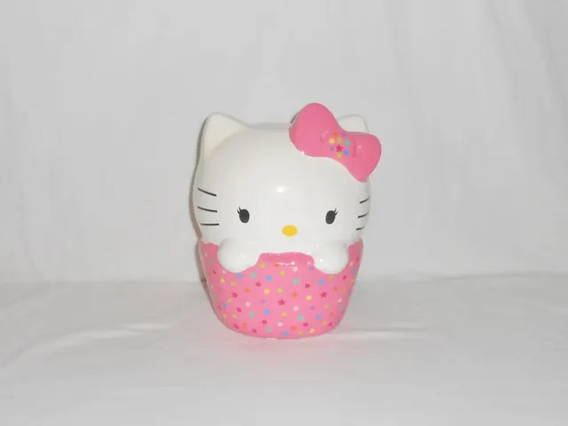 2015 Sanrio Hello Kitty Ceramic Confetti Cupcake Kitty 8” Bank / Piggy Bank
