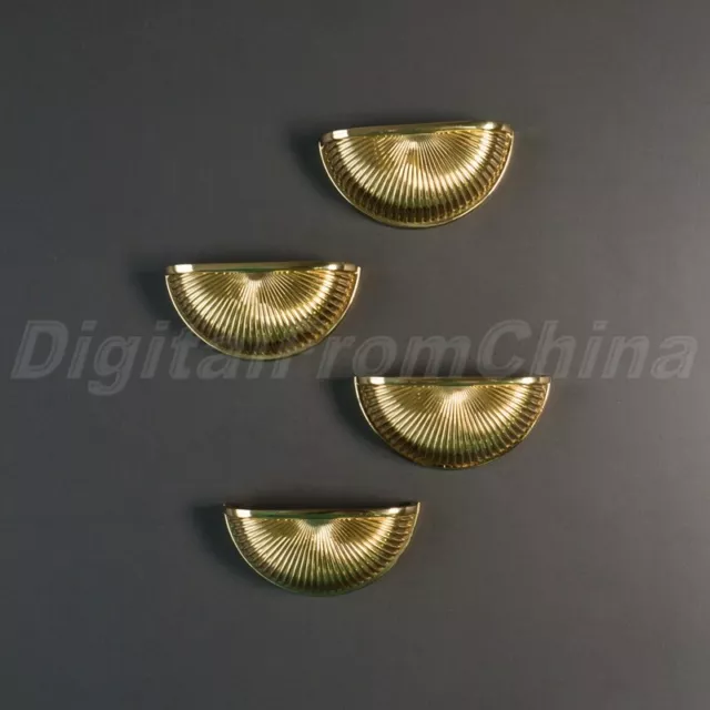 Vintage Gold Cabinet Pulls Shell Cup Drawer Cupboard Dresser Knob Door Handle