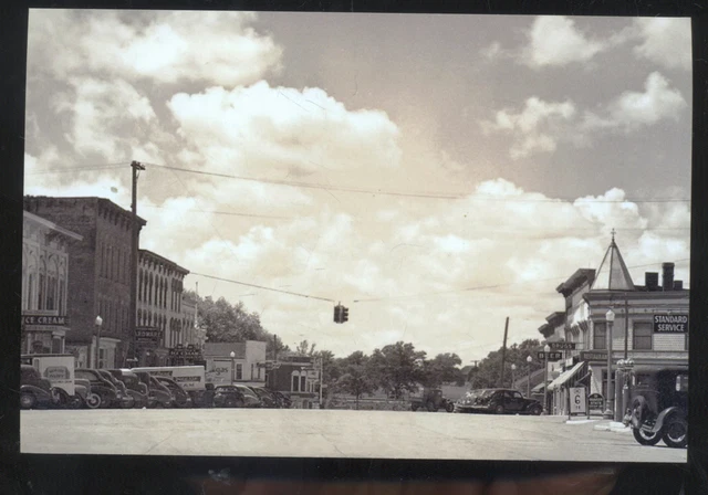 Real Photo Dexter Michigan Downtown Street Scene Cars Postcard Copy