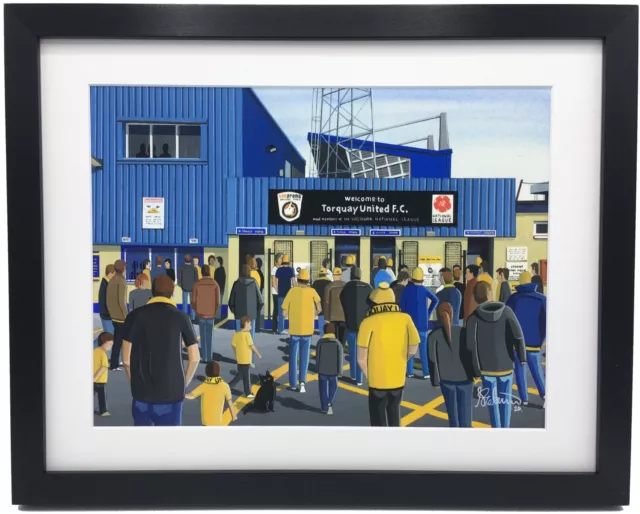 Torquay Utd F.C, Plainmoor. High Quality Framed Football Art Print. Approx A4.