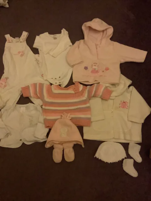 Baby Girls Clothes Clothing Bundle Age 0-3 Months 10 Item Next Outfit Hat Winter