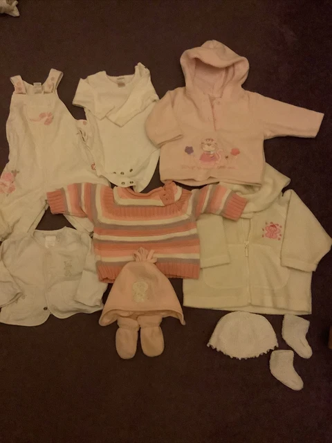 Pacchetto abbigliamento abbigliamento bambina età 0-3 mesi 10 articoli vestito successivo cappello inverno
