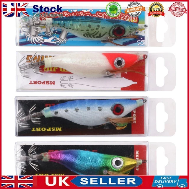 9g Luminous Squid Jigs Artificial Wood Shrimps Cuttlefish for Sea Fishing Hooks