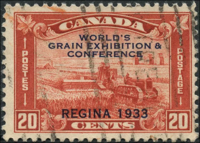 Canada Used F-VF 20c Scott #203 1933 Grain Exhibition Overprint Stamp