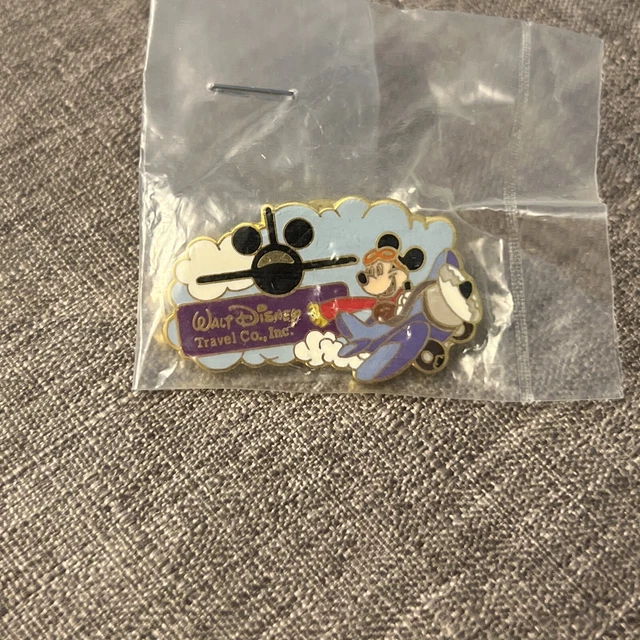 WALT DISNEY PIN Mickey Mouse Flying Airplane Bi Plane Promo Lapel Pin