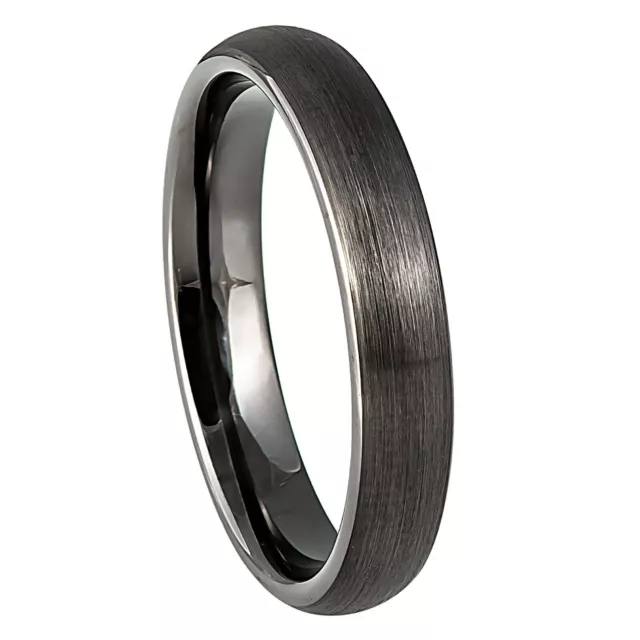 Dome Gun Metal 4mm Women's Tungsten Carbide Ring Wedding Band