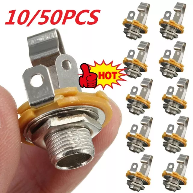 10/50Pcs 1/4" 6.35mm Mono Input Jack Socket Electric Guitar Audio Bass Gift Sell