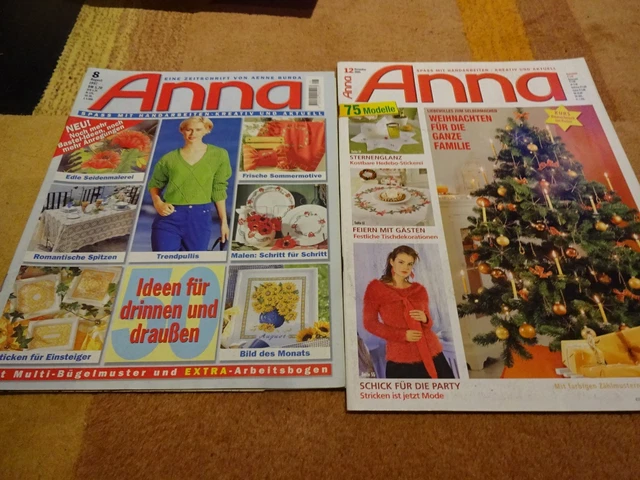 Anna burda Spaß an Handarbeiten 8/97+ 12/2005 Sticken Stricken Häkeln