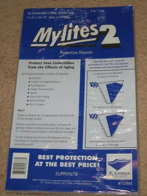 250 E Gerber Mylites 2 Mil Mylar Bronze Silver Comic Book Bags STANDARD sleeves