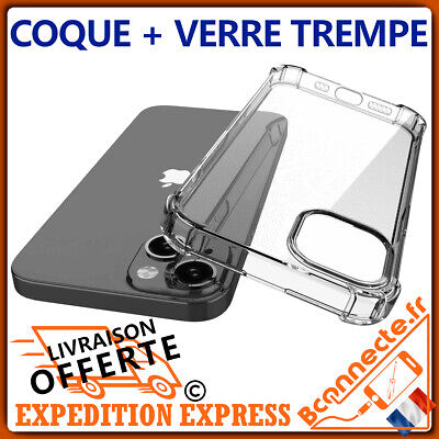 Coque Protection iPhone 11 XR X SE2020 8 7 6Plus Silicone Antichoc +Verre Trempé