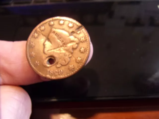 Collectible Antique US Coronet Head Large Cent - 1829 - Holed - $2 s/h