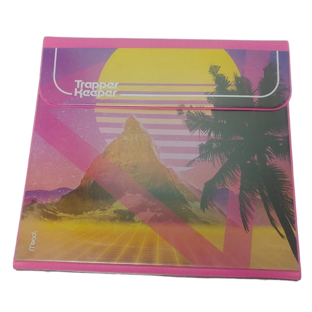 Trapper Keeper Organizer Binder Retro Nature Beach Print NWOT With Folder  Pink