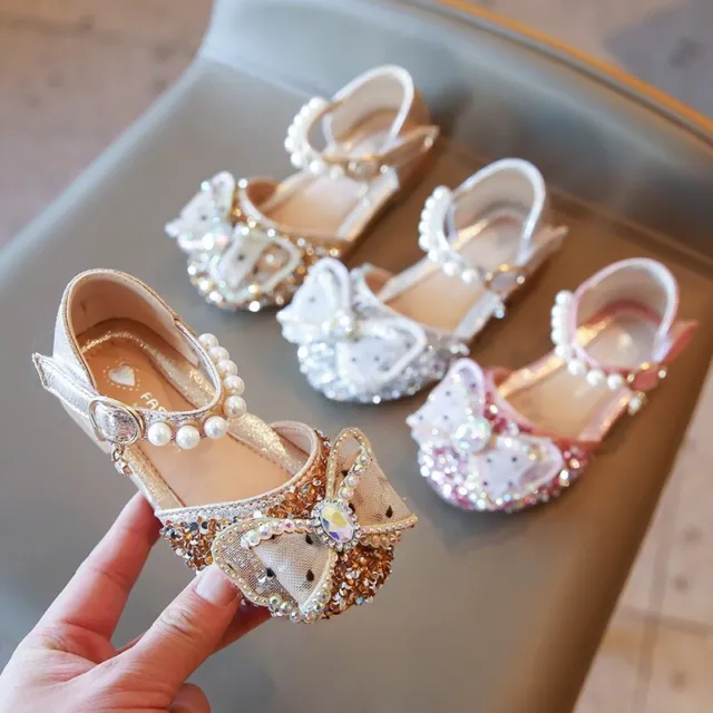 Sandali scarpe festa matrimonio principessa bambine fiocco glitter paillettes Bling Princess Regno Unito