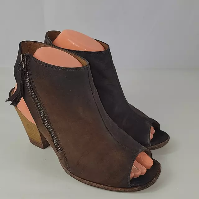 Paul Green Cayanne Peep Toe Ankle Booties Nubuck Leather Block Heel Size 7.5