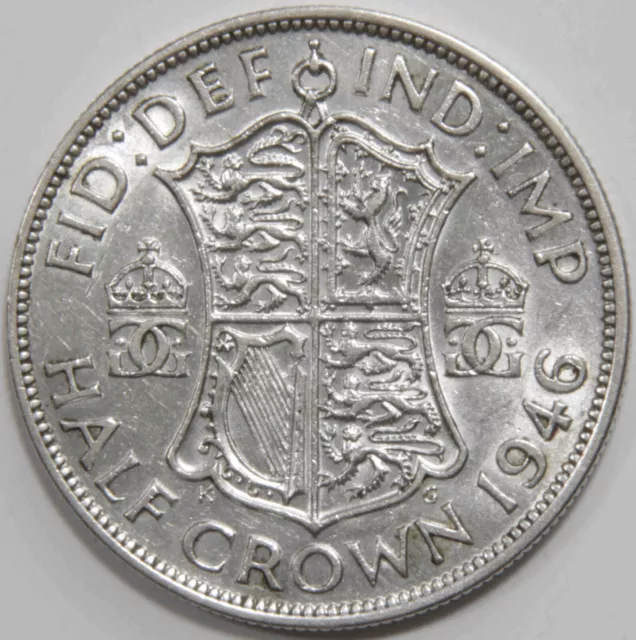 🇬🇧 1946 Half Crown - King George VI - Great Britain - .500 Silver -  KM# 856