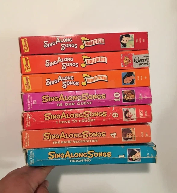 Lot of 7 Disney Sing Along VHS Tapes 1 4 9 10 Pocahontas Lion King Mulan