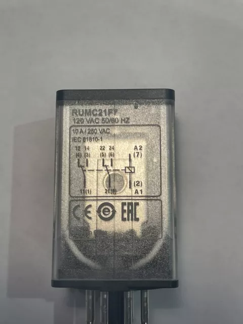 Schneider Electric, RUMC21F7, 8 Pin Relay, 120VAC, 10A