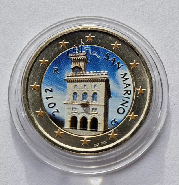 Pièce de 2 euro San Marin 2012 colorée, San Marino, Saint-marin, colour