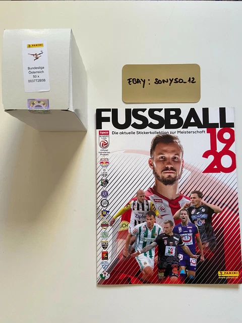 Bundesliga Austria Fussball 19-20 250 sticker box, 50 packs + Album.