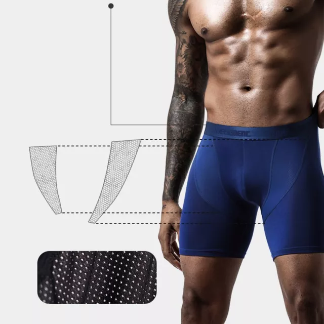 Short boxer longue performance pour hommes longueurs sans couture poche bombée