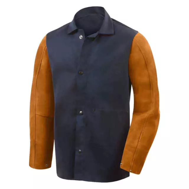 Steiner 1260 Hybrid FR Cotton Leather Sleeve Welding Jacket Blue/Rust 2X-LRG