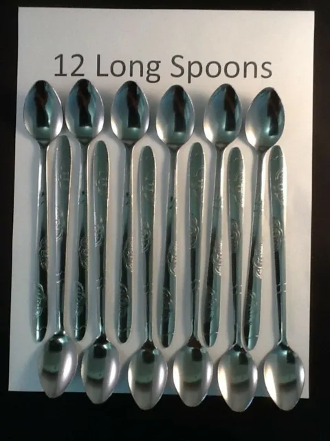12 Iced Tea Spoons Stainless Steel Long Handle Ice Tea Coffee 7.5"