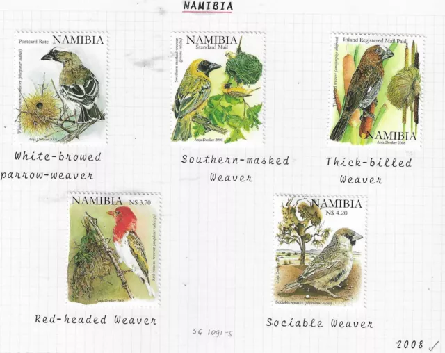 NAMIBIA 2008 BIRDS  set of 5  MINT hinged