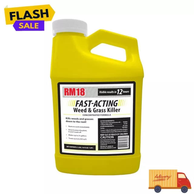 RM18 Fast Acting Diquat Herbicide Concentrate Root Weed and Grass Killer 64 oz