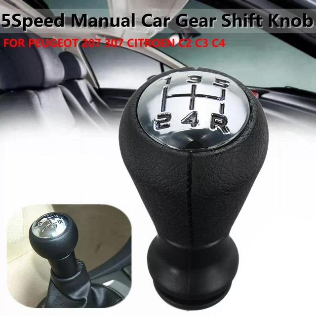 5+R SPEED GEAR Shift Knob Black Chrome for Peugeot 207 307 Citroen C2 ...