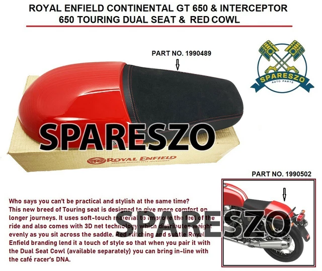 ROYAL ENFIELD TOURING Dual Seat & Red Cowl For GT 650 & Interceptor 650