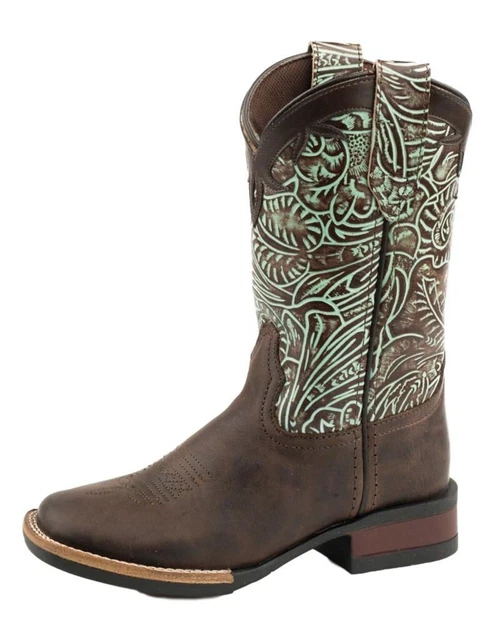 Roper Western Boots Kids Square Toe Embossed Brown 09-018-0912-2568 GR