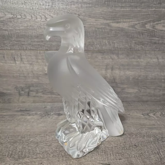 Lalique Liberty Eagle Figurine Large Frosted Crystal Sculpture Signed France