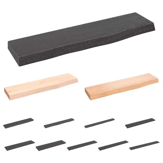 Lot De 3 étagères Murales En Bois Paulownia 40x15x4,5 Cm - Marron - Rangement Cuisine, Salon, Chambre