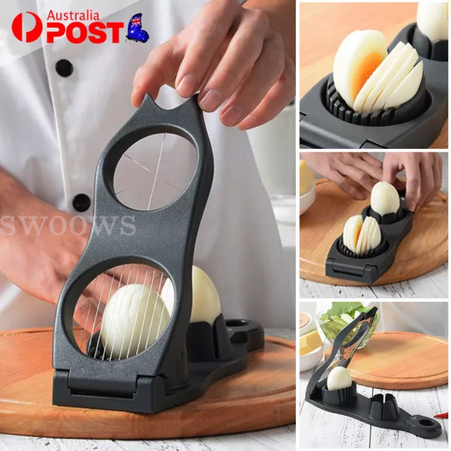 2 in 1 Egg Cutter Stainless Steel Cutting Egg Slicer Slicing Gadgets Kitchen