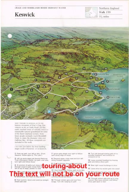 Keswick Cumbria Vintage Walking Route & Map circa 1975 #159