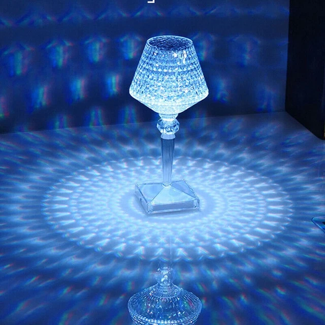 RGB COLOR TOUCHING Control Transparent Night Light Teacup Lamp Crystal ...