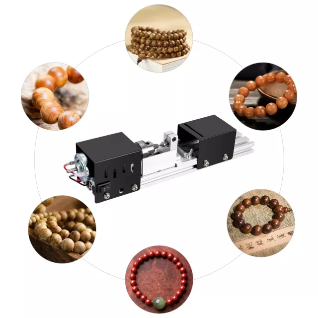 12-24V Mini Lathe Beads Polisher Machine Wood DIY Woodworking Rotary Tool Kit