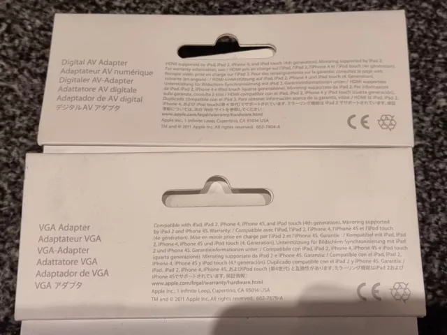 Apple iPad ORIGINAL OFFIZIELLER DIGITALER AV HDMI & VGA ADAPTER A1368 A1388 IPHONE Box 3