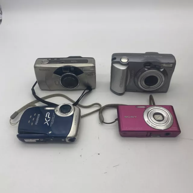 LOT 3 digital cameras 1 film untested- canon, fujifilm, sony