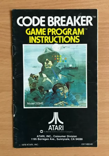 ATARI 2600 - CODE BREAKER - Instruction Manual
