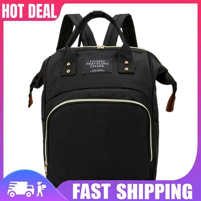 Mummy Maternity Backpack Large Capacity Baby Nursing Diaper Handbag (Black)