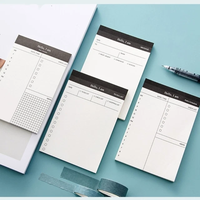 DAILY SCHEDULE NOTEPADS 50 Sheets Unlined Checklist Notebook Small ...