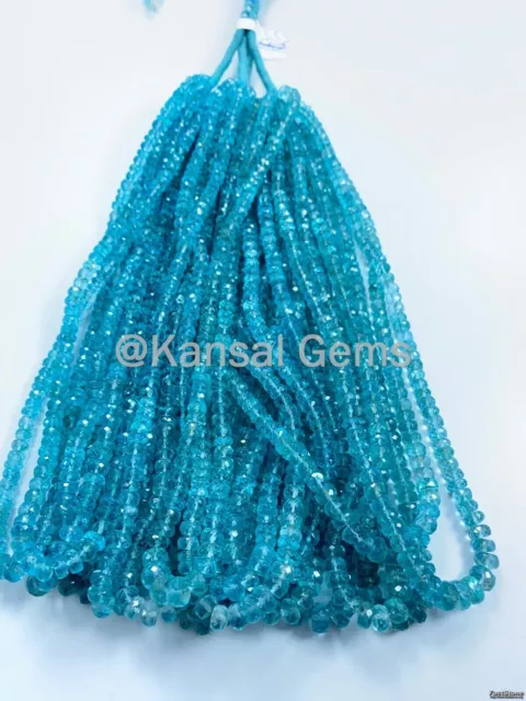 Natural Sky Apatite Faceted Rondell Beads, Sky Apatite Beads Faceted Semi Beads