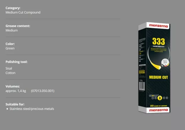 Menzerna Kit de polissage pour  l'inox et pierres précieuses  - Polierpasten 3