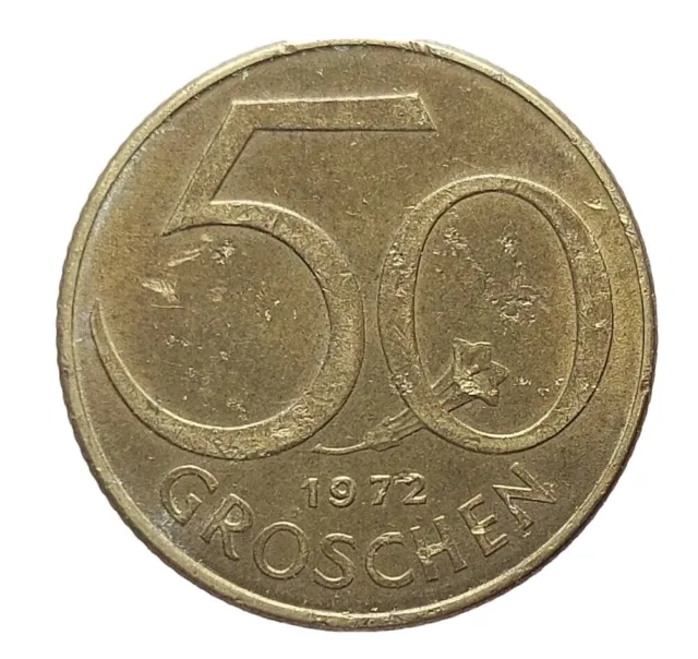 Austria 50 Groschen 1972 Aluminium-bronze Coin D405