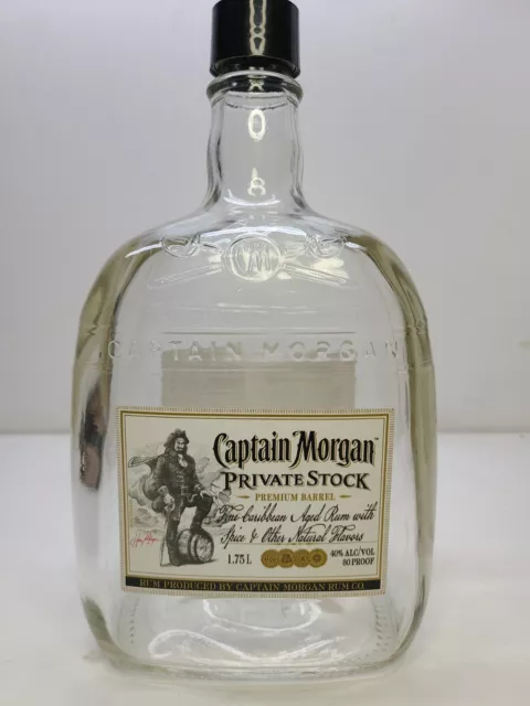 Empty Bottle Captain Morgan Private Stock Rum 1500ml Glass Clear Heavy Thick Art