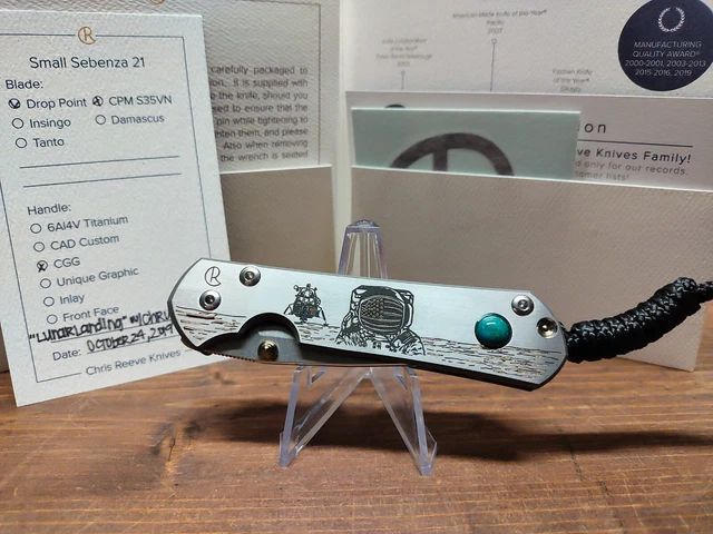 Unique Graphic Chris Reeve Small Sebenza 21 Lunar Landing S35VN NIB RARE