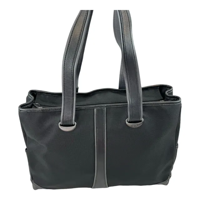 Tumi Black Nylon Leather Trim Elements Ballistic Briefcase Laptop Messenger Bag