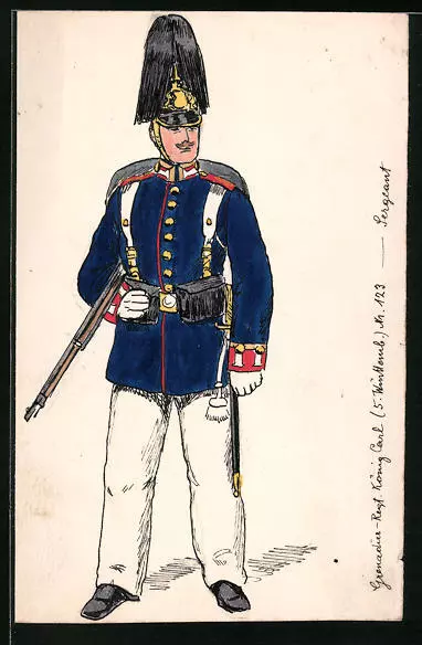 Dibujo a Mano Grenadier-Regt. König Carl (5. Württemb Núm 123 , Sergeant